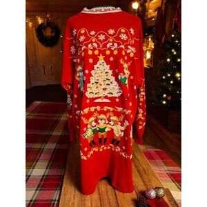 Vintage Beanzie Long Nightgown, Reindeer Christmas Tree, Puffy Paint XL, Kitsch